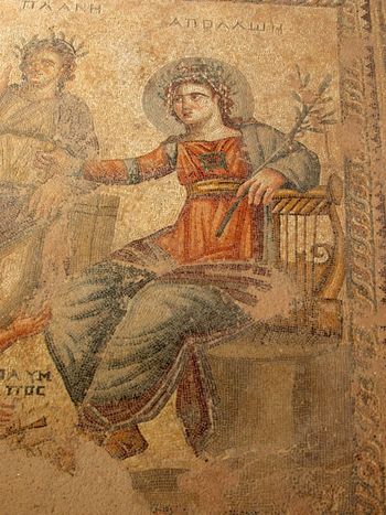 The hammered lyre appearing 1000 years later, in Cyprus - Paphos Mosaics (4th century CE)

