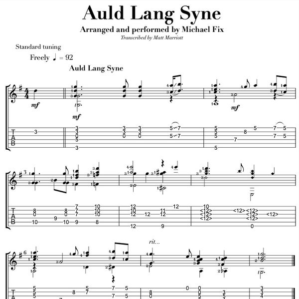 Auld Lang Syne (Trad arr M Fix) PDF download