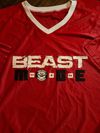Men's V-Neck "Beastmode" Basketball Warm-Up Jersey (Red)