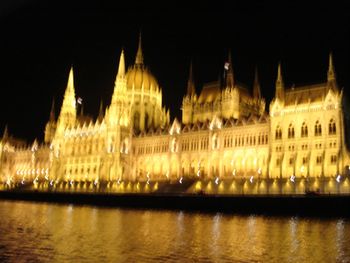 Floating by Parliament on a Danube river cruise Budapest, Hungary
