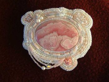 BROOCH-Rhodocrosite Cab
