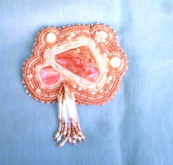 Rhodocrosite triangle brooch
