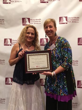 Kathy Moser and Alice Leon receive the New Jersey Mental Health Association Award for Excellence in Addiction Treatment, June 2016
