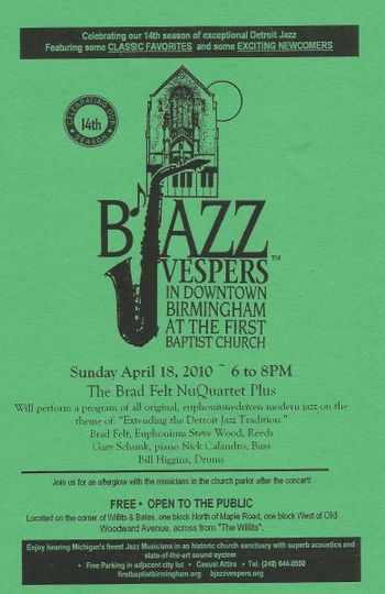 NuQuartet Plus @ Birmingham Jazz Vespers - April 2010 (1)

