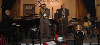 NuQuartet Plus @ Jazz Cafe - April 2008 (2): Gary Schunk, Brad, Nick Calandro, Steve Wood, Bill Higgins
