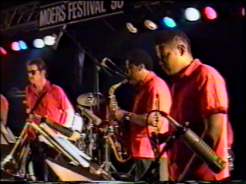 Kenn Cox Guerilla Jam Band - Moers, Germany - 1990 (14): Brad, Phil Lasley, Phillip Cox
