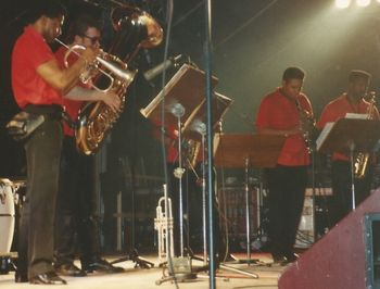 Kenn Cox Guerilla Jam Band - Moers, Germany - 1990 (43): Rayse Biggs, Brad, Phil Lasley (Hidden), Philip Cox, Vincent Bowens
