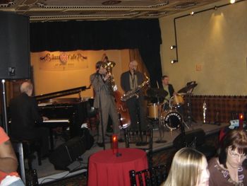 NuQuartet Plus @ Jazz Cafe - April 2008 (8): Gary Schunk, Brad, Nick Calandro (Hidden), Steve Wood, Bill Higgins
