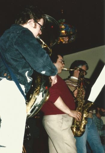 Detroit Jazz Disciples @ The Clay Pipe - Early 1986 (8): Brad, Joe Lijoi, Steve Wood, Gary Haverkate (Partially Hidden)
