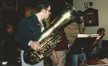 Detroit Jazz Disciples @ The Clay Pipe - Early 1986 (3): Ron Johnson, Brad, Joe Lijoi (Partially Hidden), Steve Wood, Gary Haverkate
