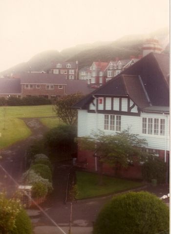 Aberystwyth, Wales. Waking to Welsh-speaking roofers.
