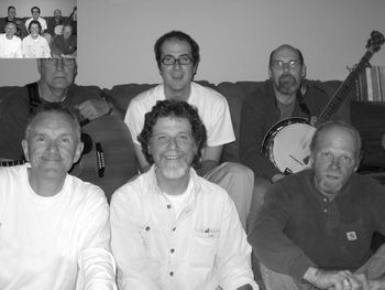 Back Row:  Wayne Lane, Chris Lane, Jeff Dooley.  Front Row:  Marty Satalino, Barry, and Terry Lamphere.  Missing:  Josh Greenberg and Nora Lamphere.  (Who those little people are on Wayne's head is an
