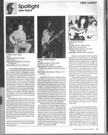 Guitar Player magazine Spotlight column Feb, 1987
