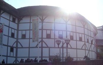 The Globe (sculpture bottom right) view from the Thames
