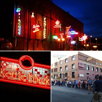 The Call the Kettle Black sign induction into the outdoor Neon Sign Museum May 17, 2016
