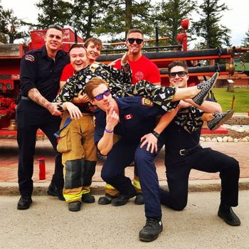 The Firemen are always so friendly!  PJ Party at the Fairmont Jasper Park Lodge April 8, 2016

