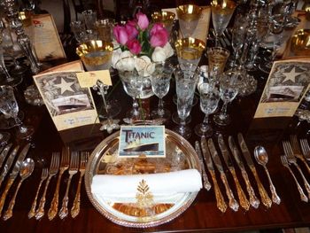 Individual place setting for our Titanic dinner party for 100th anniversary of it's sinking
