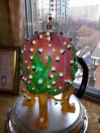 Russian Empire Birthday Party Faberge Lily of the Valley Egg Cake December 13, 2104
