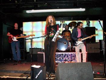 Bird Mancini Band at The Cavern Club, Liverpool, UK l-r John Bridge, Ruby Bird, Larry Harvey, Billy Carl Mancini
