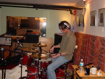 Larry Dersch brushing the snare on "Didn't Last Long Did It?"
