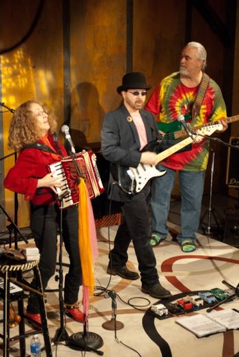 Ruby Bird, Billy Carl Mancini & Rick Calcagni with Bird Mancini appearing on BNN-TV "Transmission Hour", Summer 2011. -photo courtesy BNN-TV
