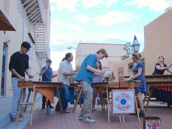 Burro Alley, Santa Fe, busking before tour
