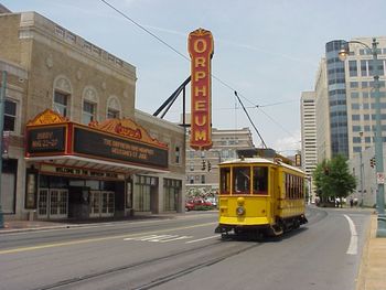 Trolley car and Orpheum - Memphis
