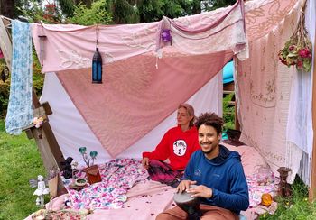 Custom soundbathing tent set up for a Spa Opera in North Bend
