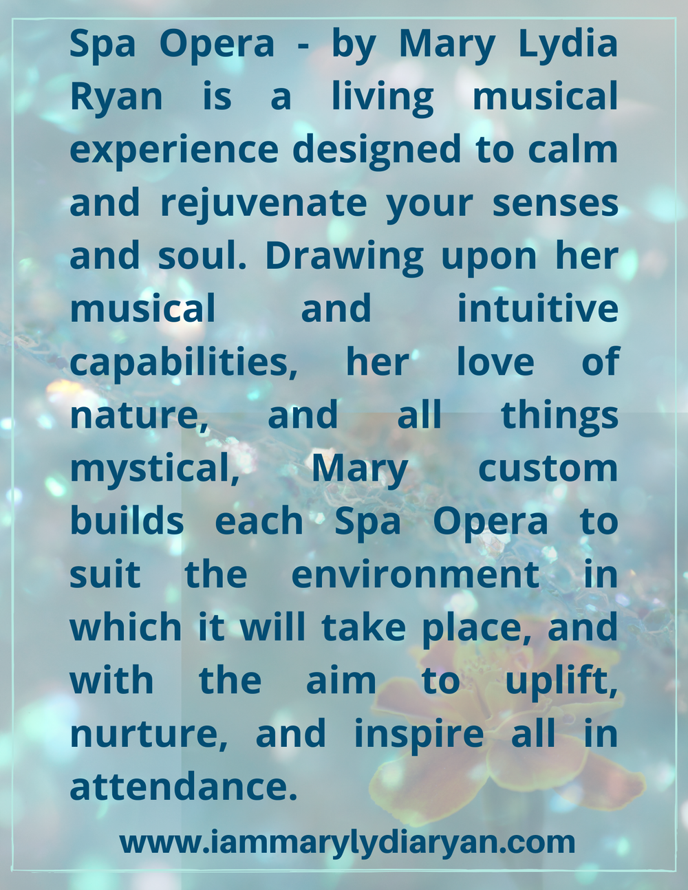 Click on image to contact Mary for a custom group Spa Opera experience