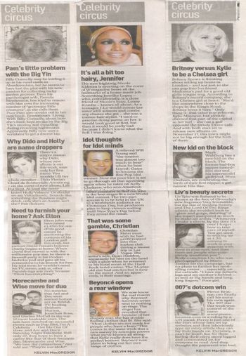 Celebrity gossip columns for The Herald
