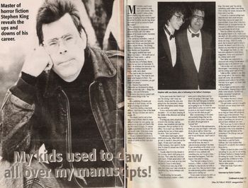 Stephen King interview published in The Sunday Post Magazine
