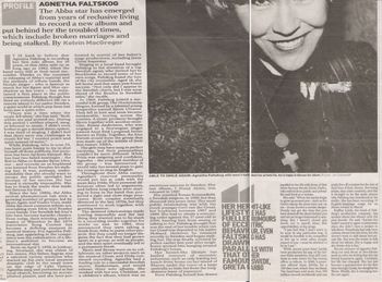 Kelvin's feature on ABBA star Agnetha Faltskog, The Herald
