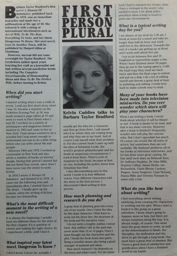Barbara Taylor Bradford interview in Writers' Monthly magazine
