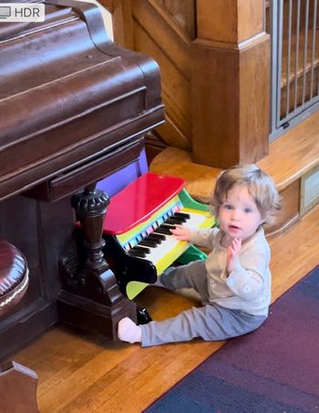 Its in the genes: Evelyn Mills at the keyboard, December 2022
