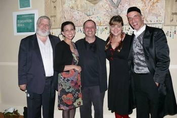 With Jewish musical artists Zalmen Mlotek, Deborah Strauss, Jeff Warshauer, and Mendy Cahan, after a show in New York

