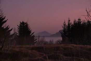 Dawn over the burial mounds on Dønna 5
