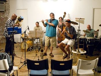 181903_1828205835387_1720011_n The Untempered Ensemble (From left to right: Joseph Daly, Warren Smith, Ras Moshe, Shayna Dulberger, Bill Cole, and Bill Cole’s son Atticus Cole) performing at the Brecht Forum in 2010
