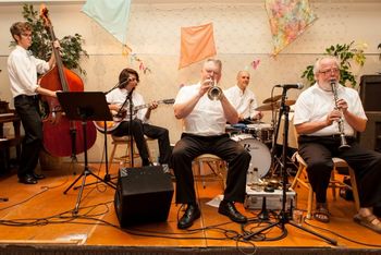 Crescent City Quintet Crescent City Quartet plays for KissME July 2014 at Concourse Hall (Joe Fee, Alex Belhaj, Dave Kosmyna, Van Hunsberger, Ray Heitger)  Photo Credit: Kenny Schabow
