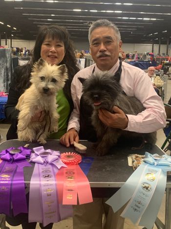 Carole with Hamish and Ted Akimoto with select bitch Nelly
