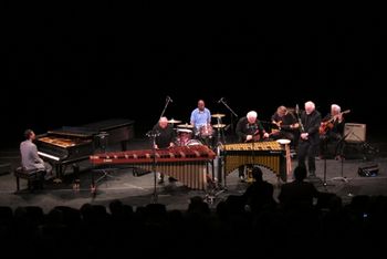 The_Band_concert_4-2-14_small L-R: Marc Seales, Emil Richards, Moyes Lucas, Tom C, Dan Dean, Bill Smith, Larry Coryell @ "60 Years Behind Bars" concert 4/2/14
