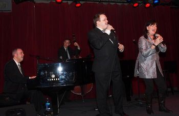 Ann Hampton Callaway & I  performing at Jim Caruso's Cast Party.  Photo by Lynn Redmile.
