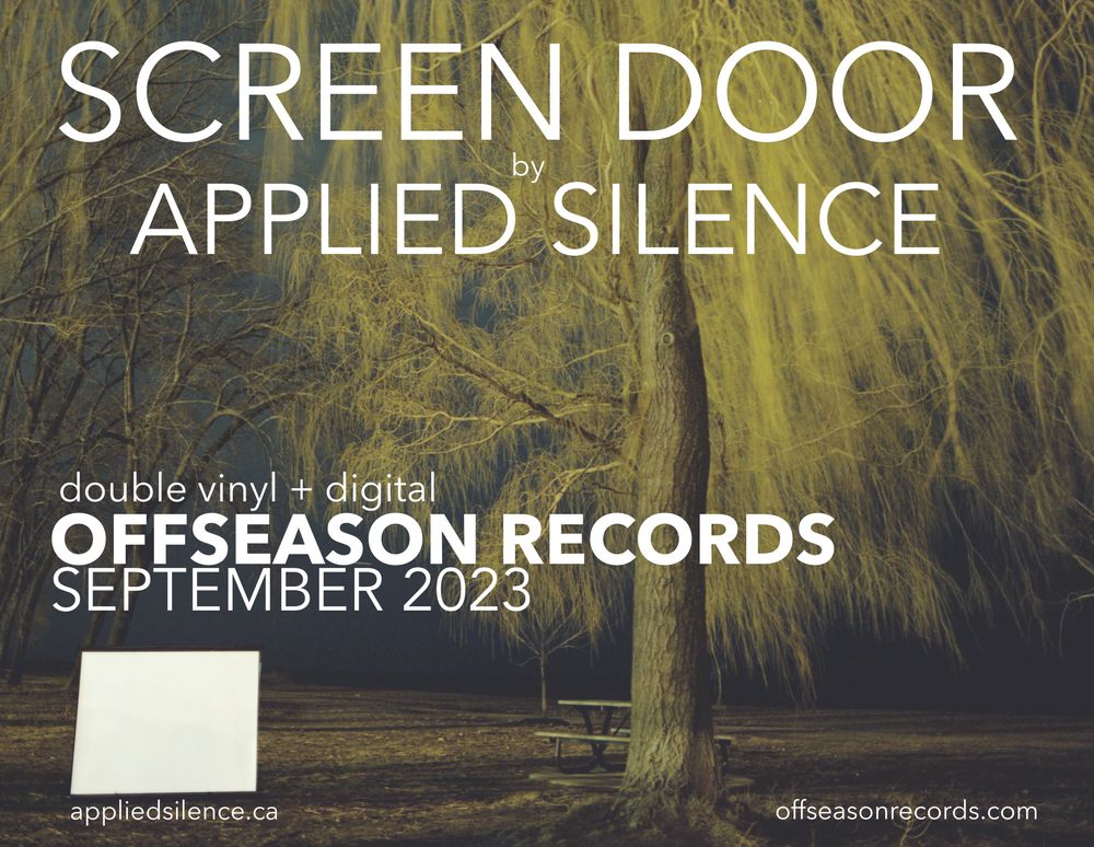 ad for Screen Door album by Applied Silence, coming September 2023 on Offseason Records