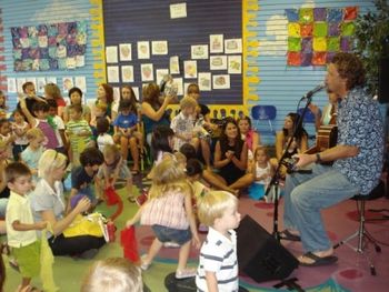 Singing and dancing at the Lake Elsinore Outlet Center
