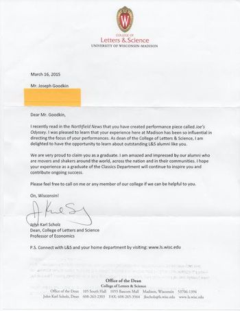 Dean's letter from UW

