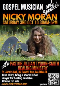 NICKY MORAN guest worship leader / speaker / Gospel musician with Pastor Jillian Tyquin-Smith
