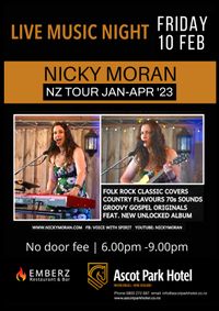 Live music with Nicky Moran at Emberz Bar Invercargill