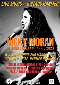 Live Music night 5 Stags Hanmer Springs with Nicky Moran