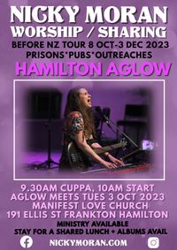 Nicky Moran co-leads worship and shares before Tour at Aglow Hamilton