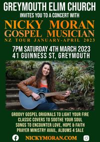 Greymouth New Life church host Nicky Moran Gospel concert