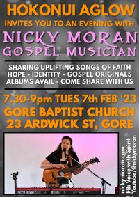An evening in Gore with Nicky Moran Gospel musician at Aglow